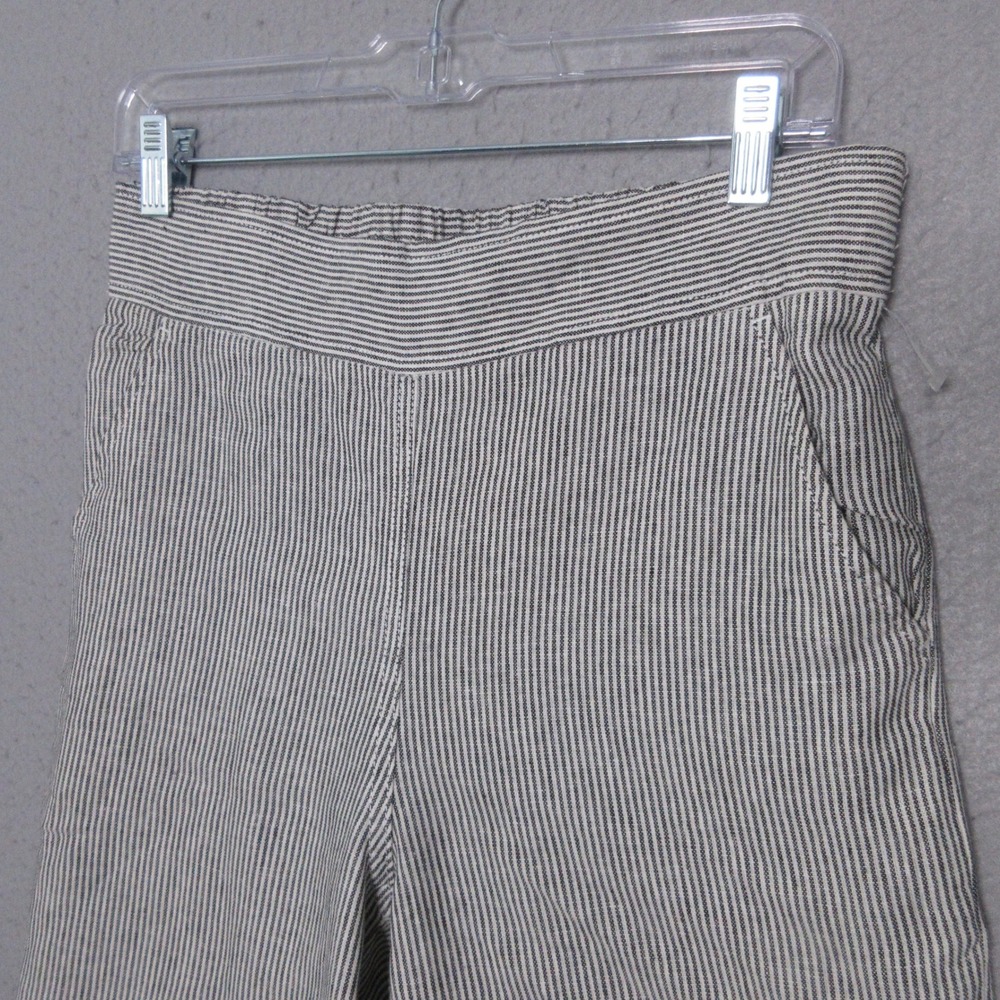 Max Studio Pants Striped Linen Blend Pull On Coastal Beach Minimalist Resort NWT